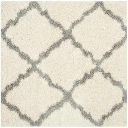 Safavieh Dallas Shag Power Loomed Square Rug- Ivory - Grey- 6 x 6 ft. SGD257F-6SQ